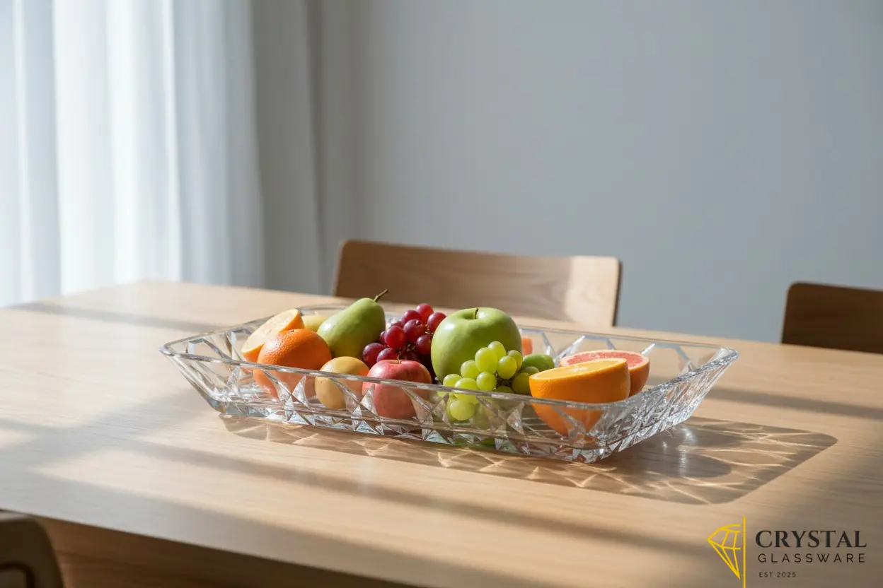 Delisoga rectangular serving tray features a diamond-cut pattern designed 